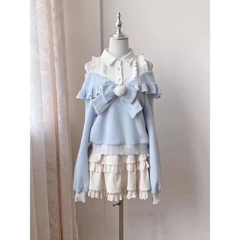 Blouse Off Shoulder - Ensemble 2 pièces Kawaii Soft Girl