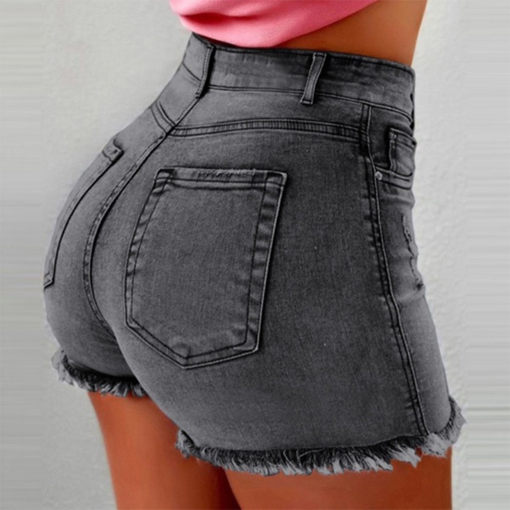 Shorts Denim Frayed - Short en jean taille haute pour