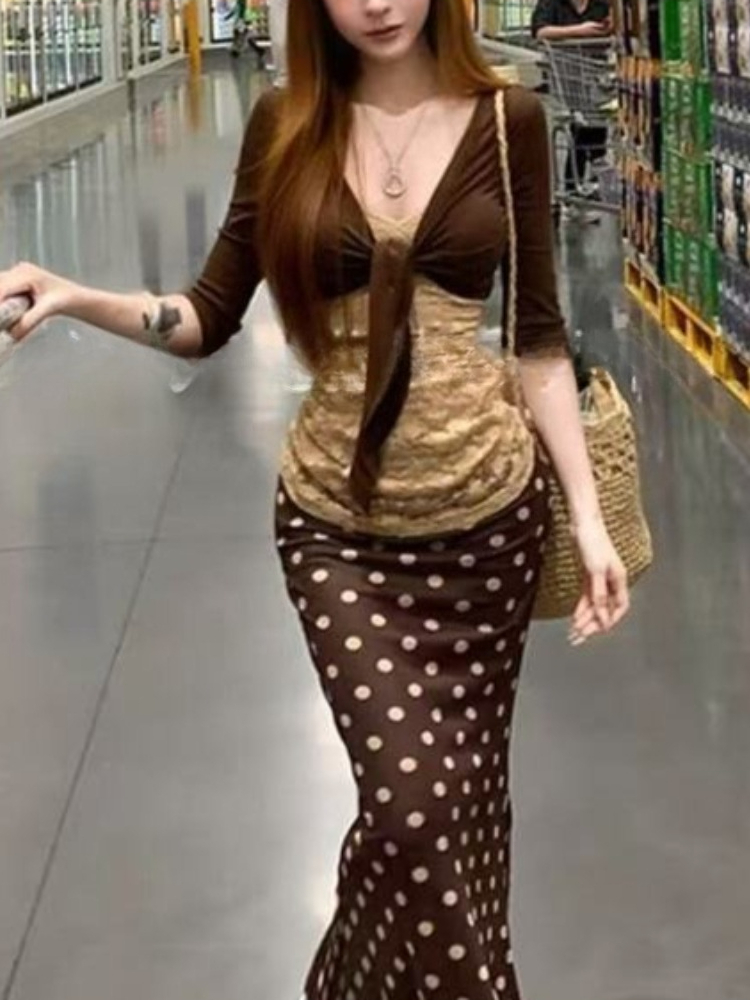 Crop Top Crochet - Ensemble 3 pièces vintage japonais pour