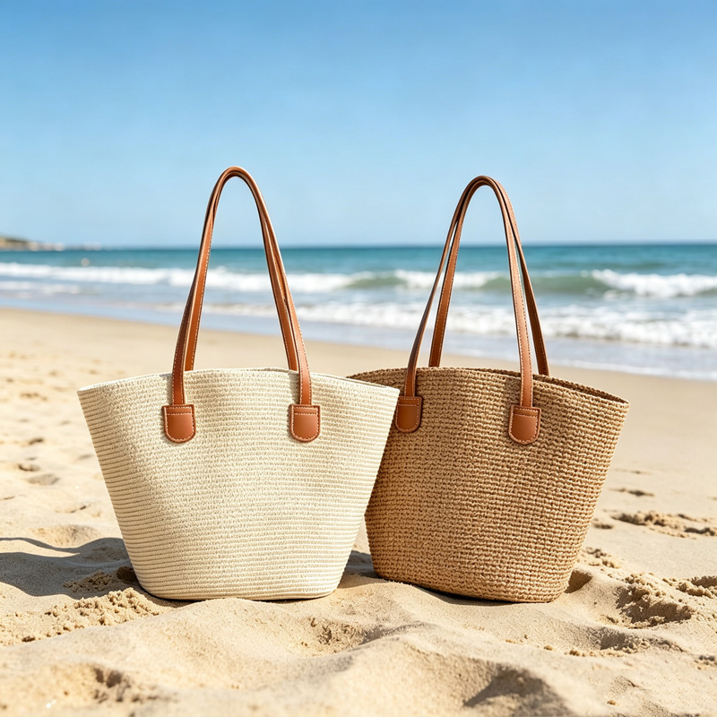Tote Bag Beach - CLAREGQI Sac fourre-tout en paille de