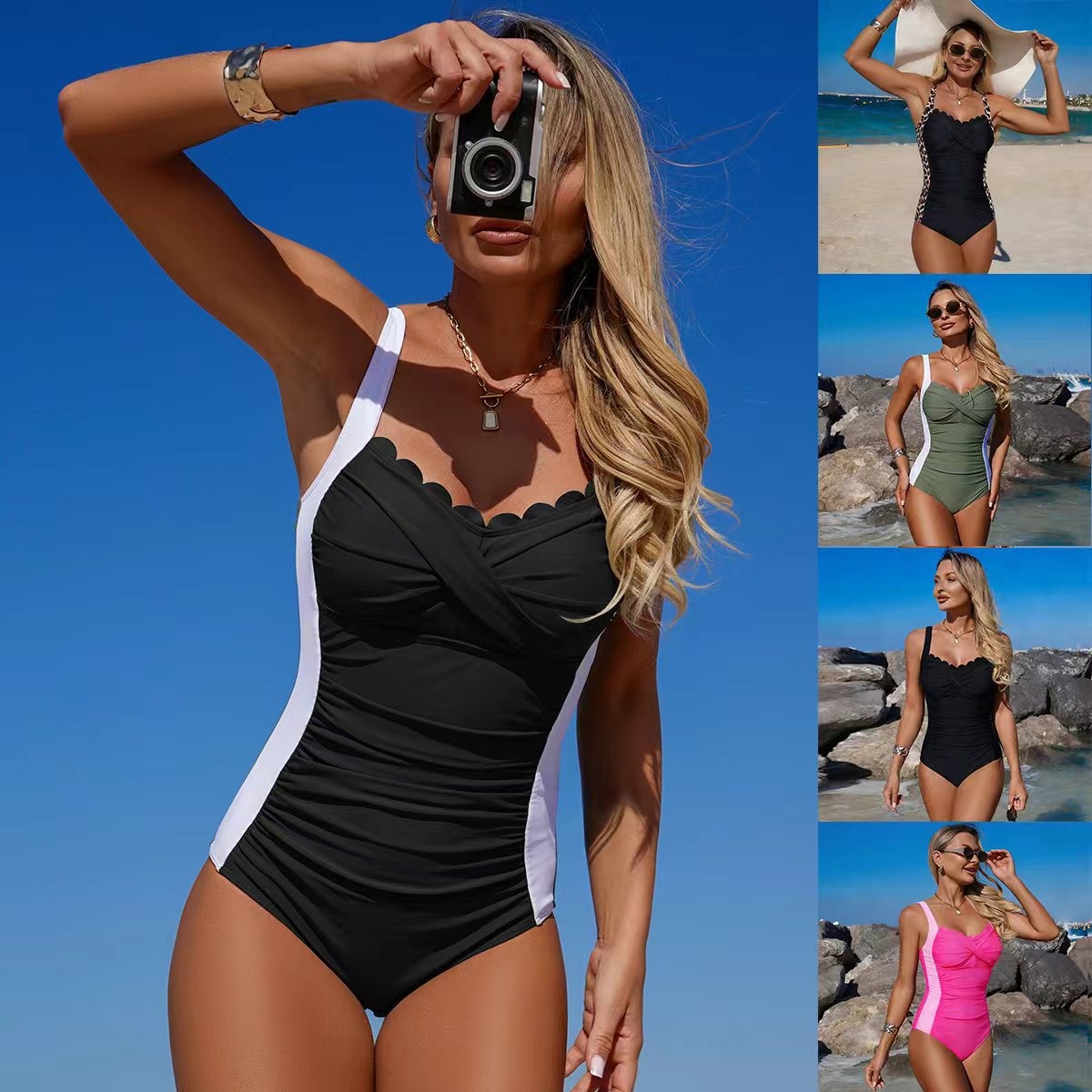 Maillot de bain noir à encolur - Swimsuit Bikini Ruched avis et prix
