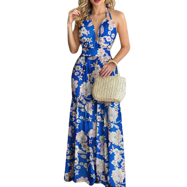 Robe longue florale dos nu élé - Maxi Dress Halter avis et prix