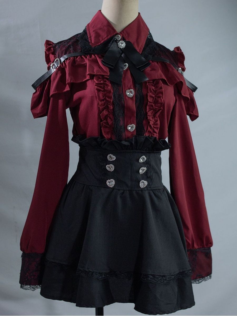 Ensemble 2 pièces uniforme JK  - Blouse Off Shoulder avis et prix