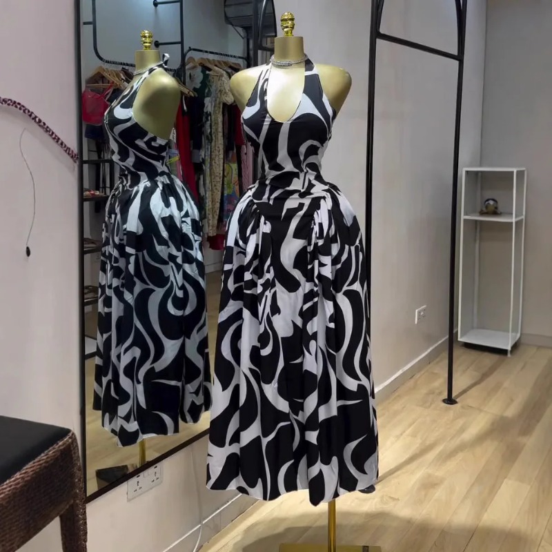 Robe mi-longue imprimée pour f - Maxi Dress Halter avis et prix