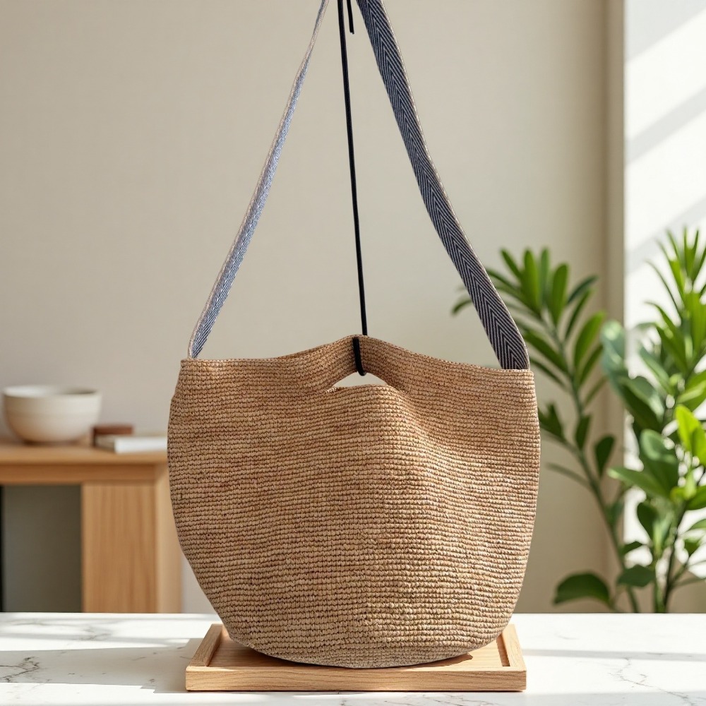Nouveau sac seau en raphia arc - Crochet Bag Raffia avis et prix