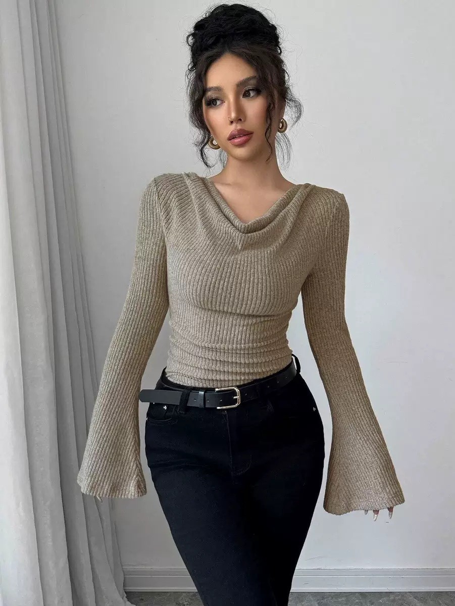 Haut pour femme en maille côte - Blouse Off Shoulder avis et prix